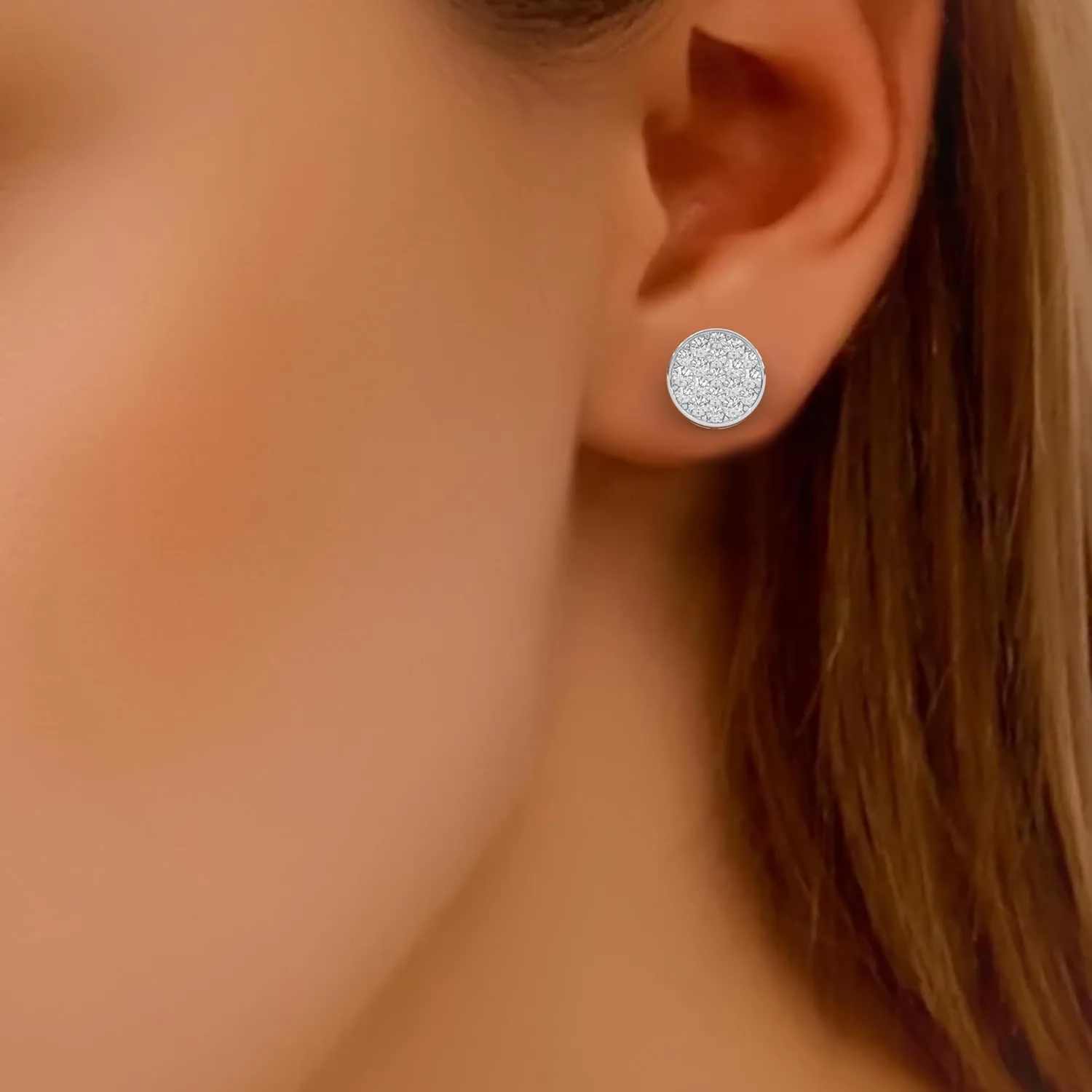 0.24 Cttw Round Cut Natural Diamond (Color: I-J,Clarity: I2-I3)| Cluster Studs Earrings Earrings For Women | Crafted In 925 Sterling Silver | Gift For Her