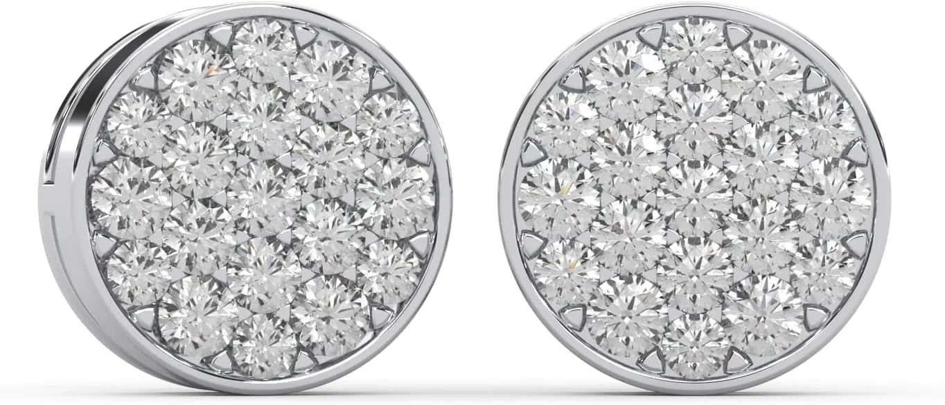 0.24 Cttw Round Cut Natural Diamond (Color: I-J,Clarity: I2-I3)| Cluster Studs Earrings Earrings For Women | Crafted In 925 Sterling Silver | Gift For Her