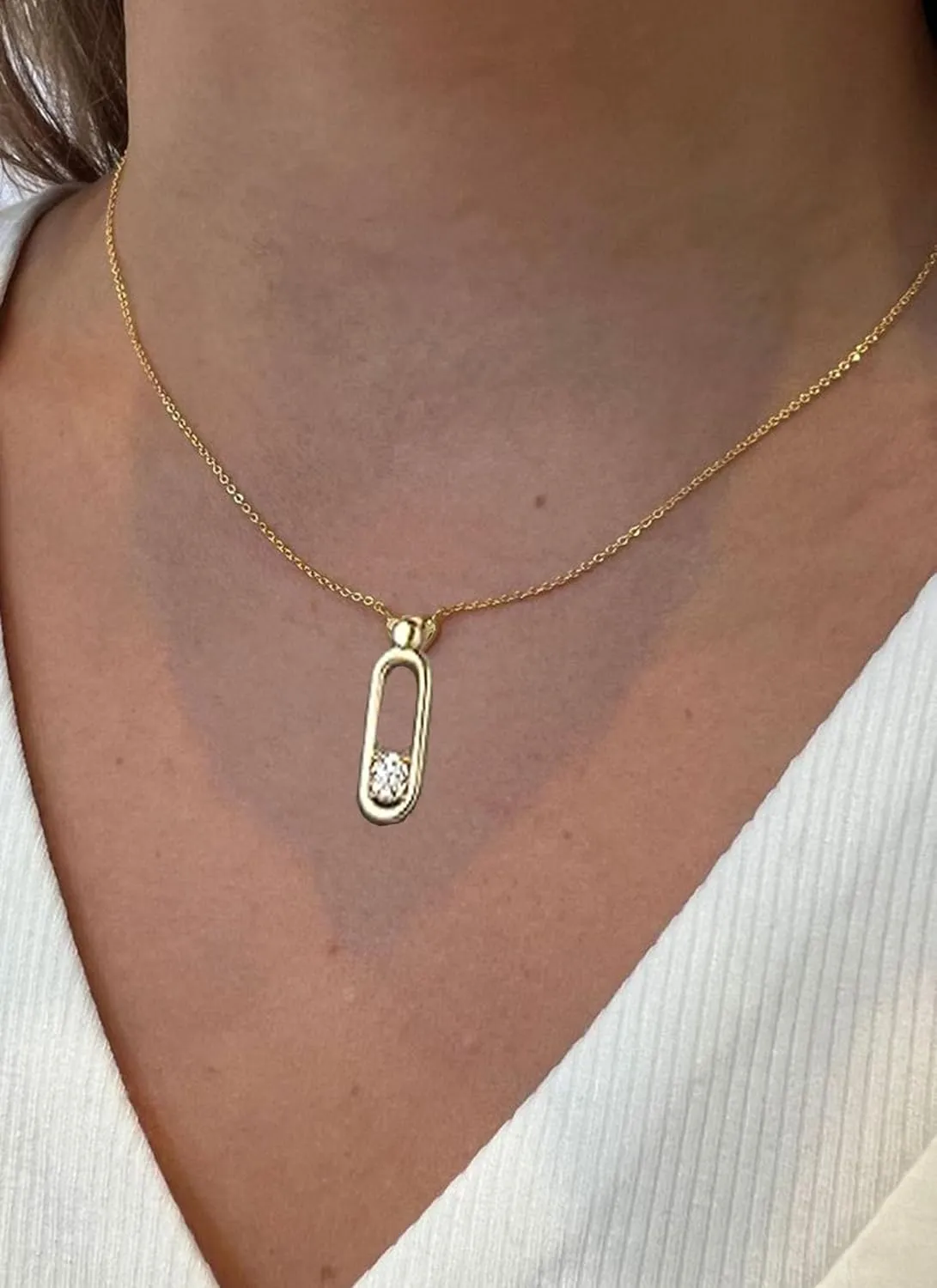 0.78cttw Moissanite 14K Gold Plated Rhodium Outline Circle Pendant Necklace Minimalist Design Halo Choker Necklaces for Women