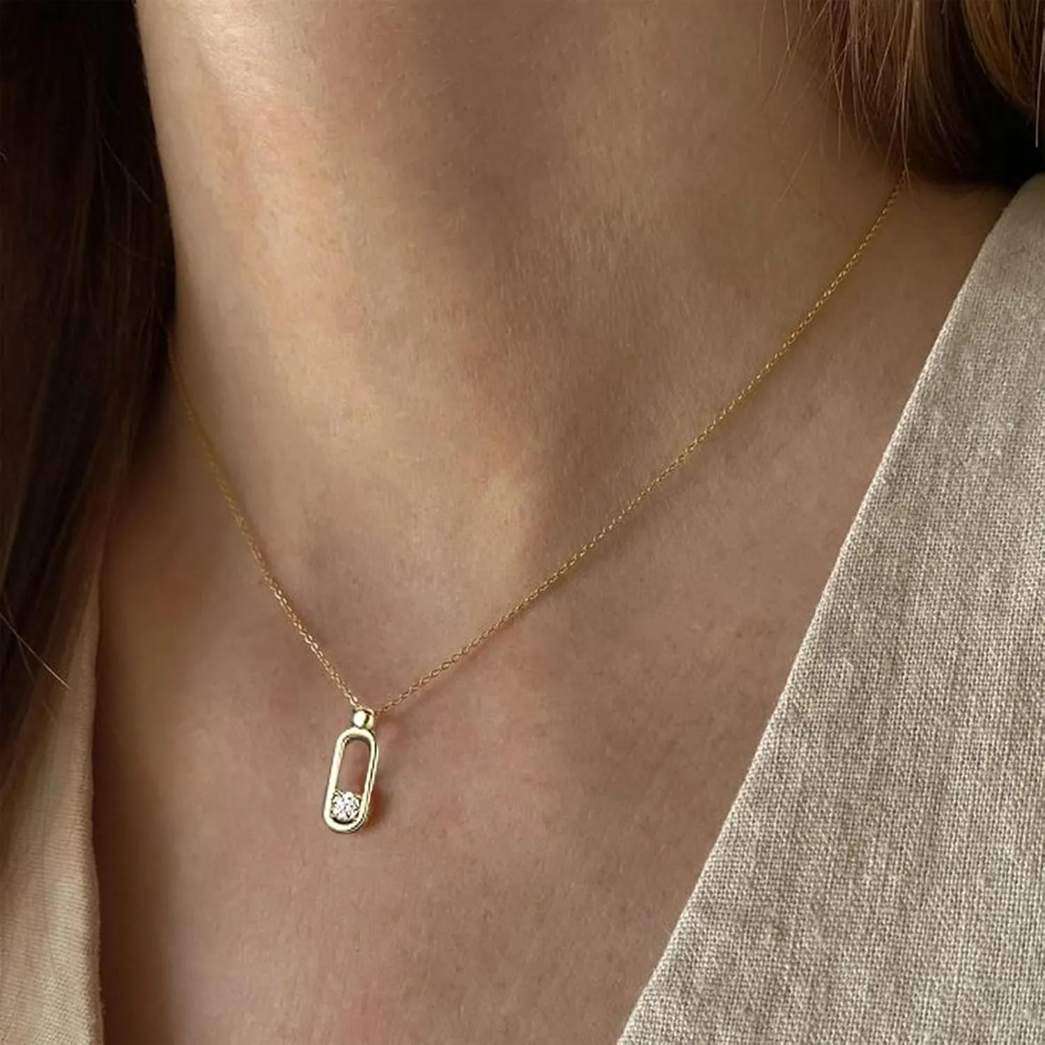 0.78cttw Moissanite 14K Gold Plated Rhodium Outline Circle Pendant Necklace Minimalist Design Halo Choker Necklaces for Women