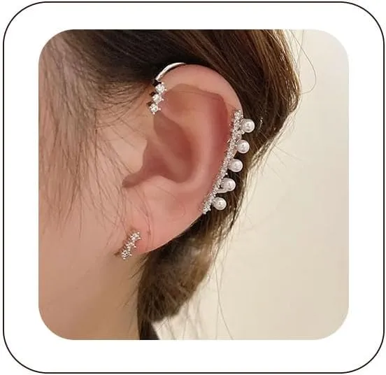 1 Pair of No Piercing Earrings Hook without Pierced Ear Bone Clip Ear Clip Ear Cuff Zircon Earrings for Women Wrap Earrings Dainty Cartilage Earrings Gifts for Women Trendy
