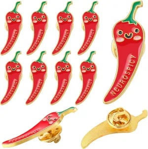 10 Pcs Positive Pepper Chilli Brooch Pin Mental Health Gifts Neurospicy Brain Neurospicy ADHD Enamel Pin Alloy Brooches Dietitian Gifts Chilli Pepper Party Favors