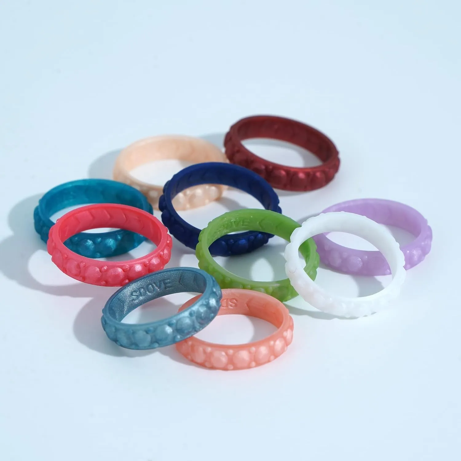 10/6/4 Packs Silicone Rings for Women - Women's Thin and Stackable Wedding Bands - Rubber engagement rings - Diamonds Collection