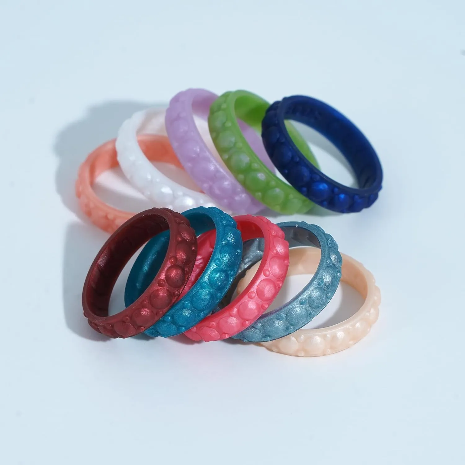 10/6/4 Packs Silicone Rings for Women - Women's Thin and Stackable Wedding Bands - Rubber engagement rings - Diamonds Collection