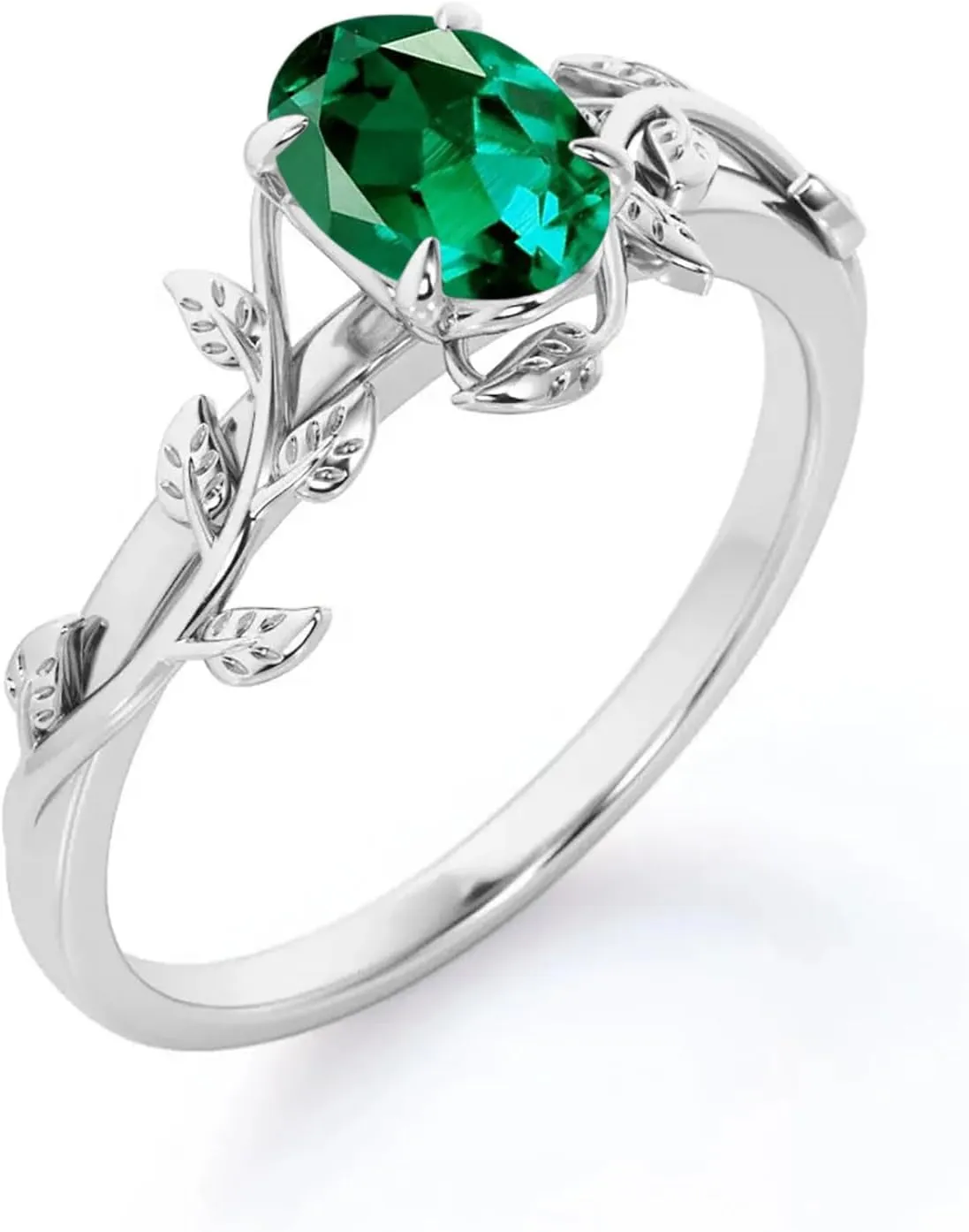 10K 14K 18K Gold Vine Gemstone Rings 1ct Oval Gemstone Leaf Rings for Women Leaf Design Engagement Rings Best Gift for Christmas Anniversary Birthday