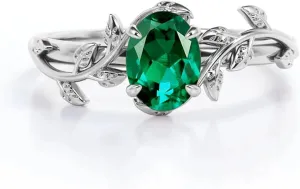 10K 14K 18K Gold Vine Gemstone Rings 1ct Oval Gemstone Leaf Rings for Women Leaf Design Engagement Rings Best Gift for Christmas Anniversary Birthday