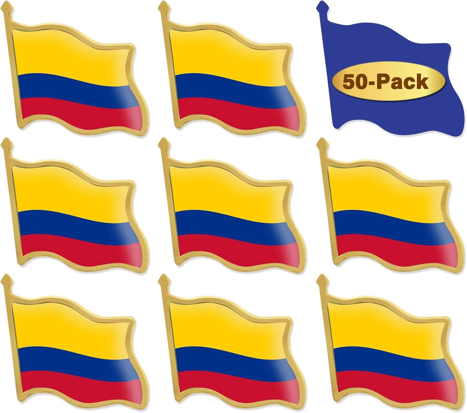 12/24/50/100Pcs Colombia Flag Lapel Pins Bulk - Metal Colombian National Lapel Pin