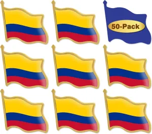 12/24/50/100Pcs Colombia Flag Lapel Pins Bulk - Metal Colombian National Lapel Pin