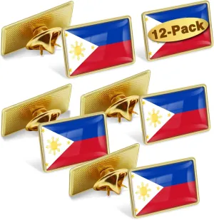 12/24/50/100Pcs Philippines Flag Lapel Pins Bulk - Metal Filipino Philippine Brooch Badge Souvenir for Men Women Clothes Bags Hats