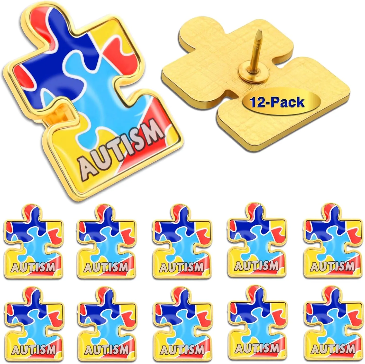 12/25/50/100Pcs Autism Awareness Lapel Pins Bulk - Metal Inspiring Symbols of Autism spectrum disorder (ASD) Support Brooch Badge