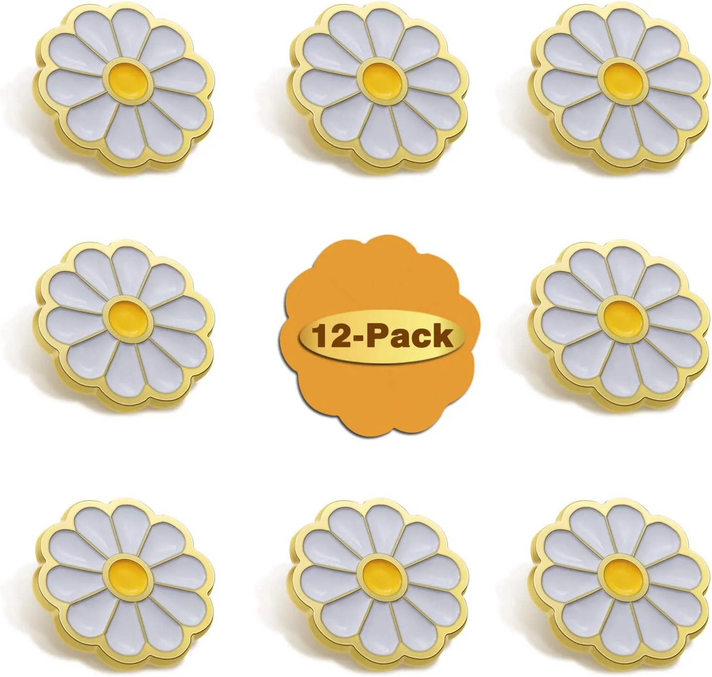 12/50/100Pcs Cute White Daisy Award Flower Enamel Lapel Pin 1 -For Faculty Nurses Girl Scout Clothes Bags Hats