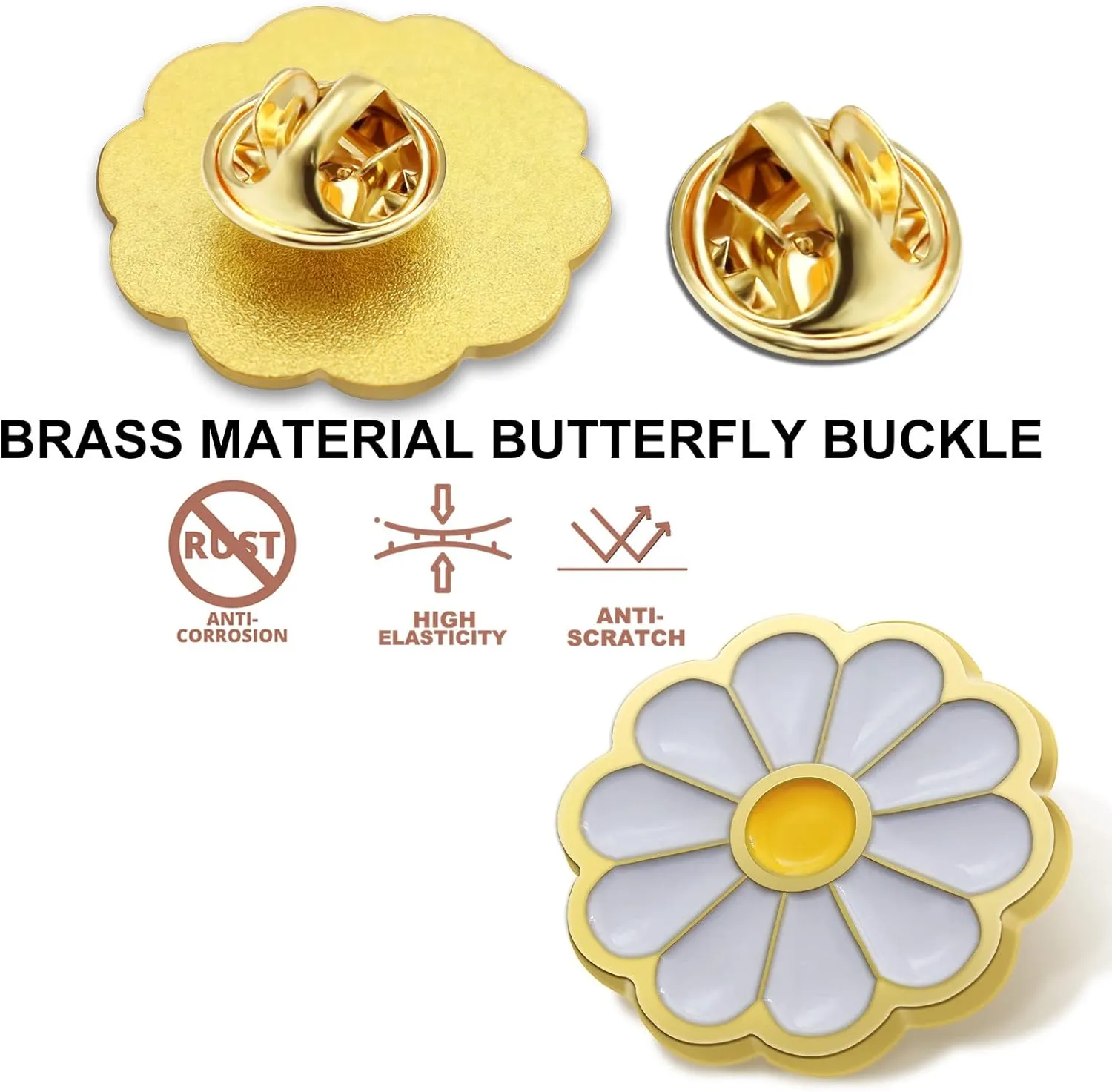 12/50/100Pcs Cute White Daisy Award Flower Enamel Lapel Pin 1 -For Faculty Nurses Girl Scout Clothes Bags Hats