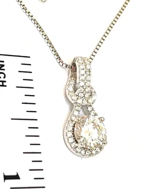 1.25ct Diamond Necklace GORDION Knot 2 carat Diamond Solitaire Gold Pendant Lab Created Moss Round Brilliant Diamonds 18k Platinum Vermeil 28 Handset Diamonds HANDMADE Jewelry for Success Wisdom