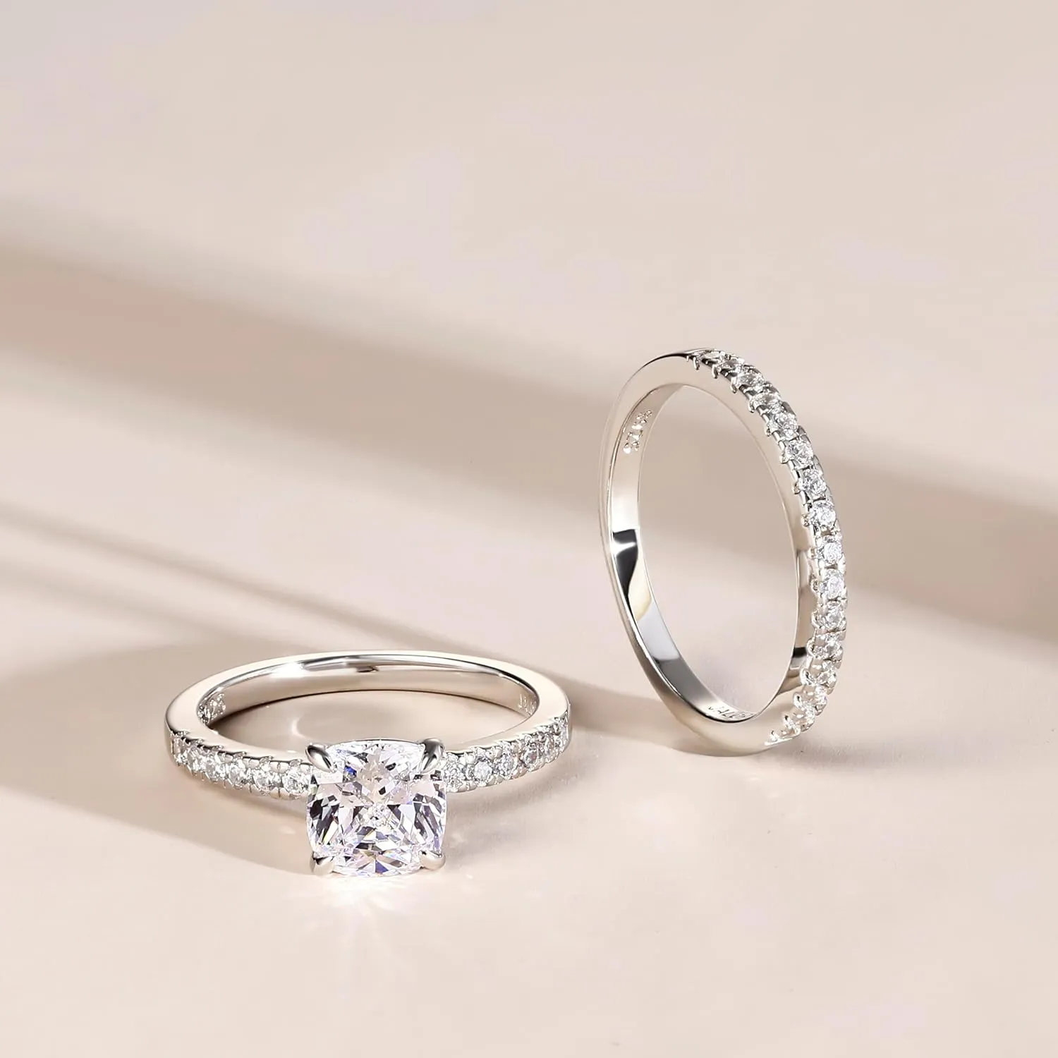 1.2CT 925 Sterling Silver Engagement Rings for Women Cushion Cut Cubic Zirconia Wedding Promise Rings for Her Size 4-12