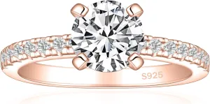 1.2CT 925 Sterling Silver Engagement Rings for Women Round Cut Halo Cubic Zirconia Wedding Promise Rings for Her Size 4-12.5