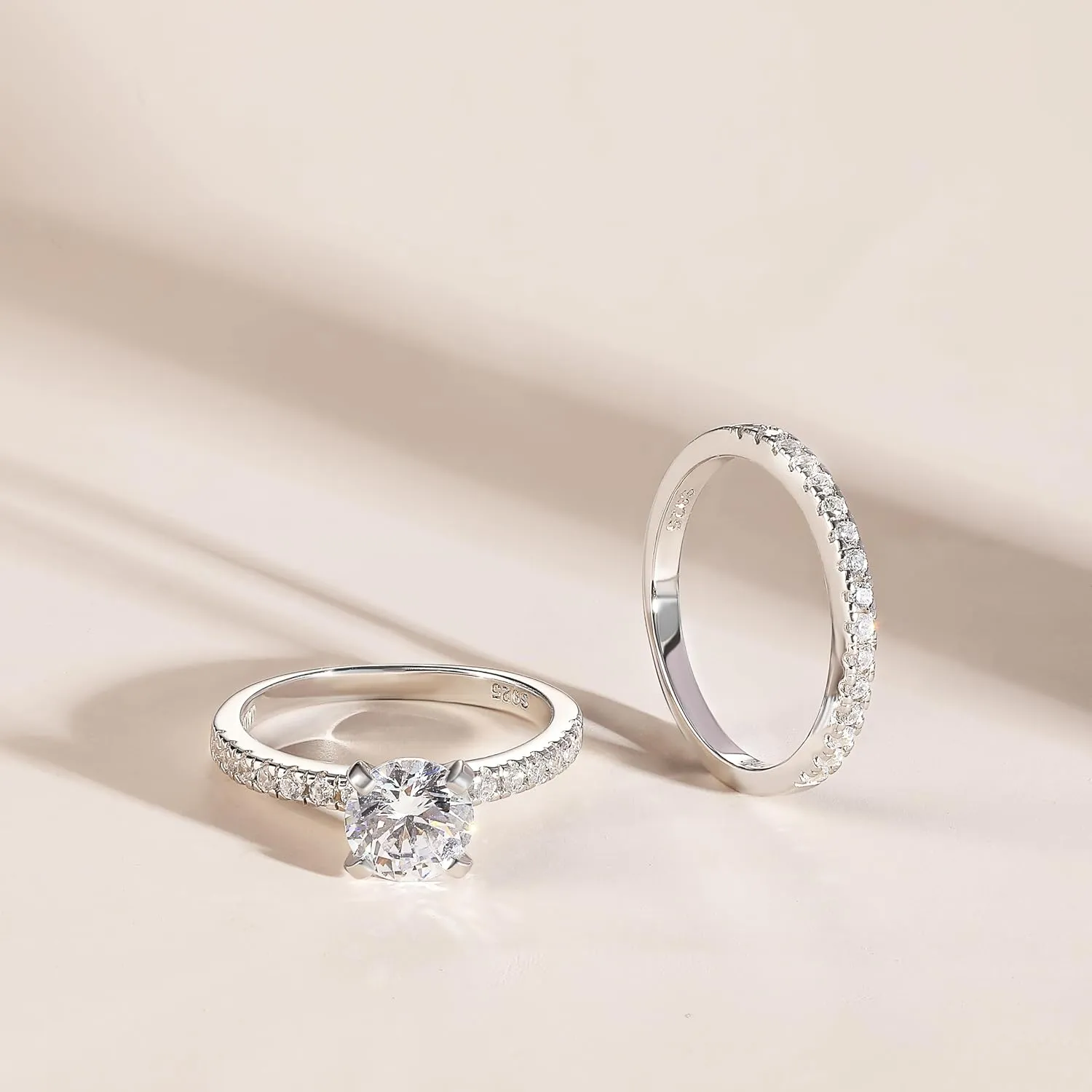 1.2CT 925 Sterling Silver Engagement Rings for Women Round Cut Halo Cubic Zirconia Wedding Promise Rings for Her Size 4-12.5