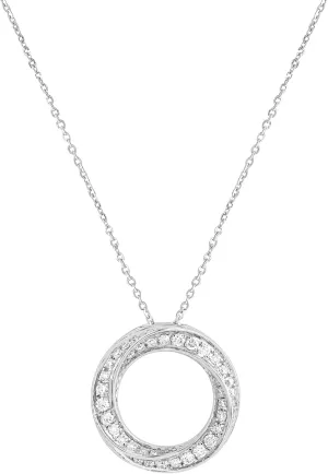 1/3 cttw Round Cut Lab Grown Diamond Open Circle Pendant Necklace for Women | 18 inch Chain with 14K White Gold Or Yellow Gold Plated Over 925 Sterling Silver (Clarity: VS, Color: FG, 0.30 cttw)