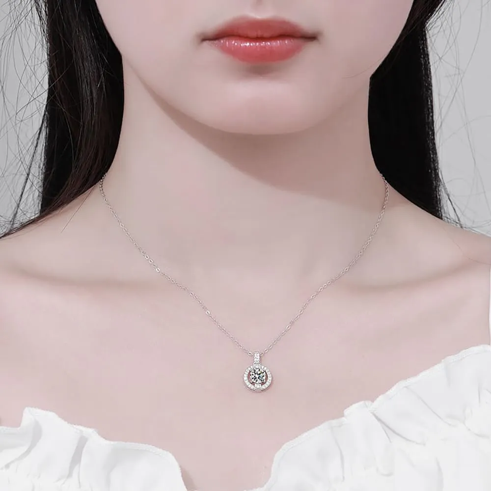 14K Gold 1 Carat Round Cut D-Color VVS1 Diamond Necklace, Elegant and Meaningful Gift for Women