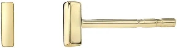 14k Gold Mini Bar Stud Earrings, Solid Yellow Gold, 4mm x 1mm