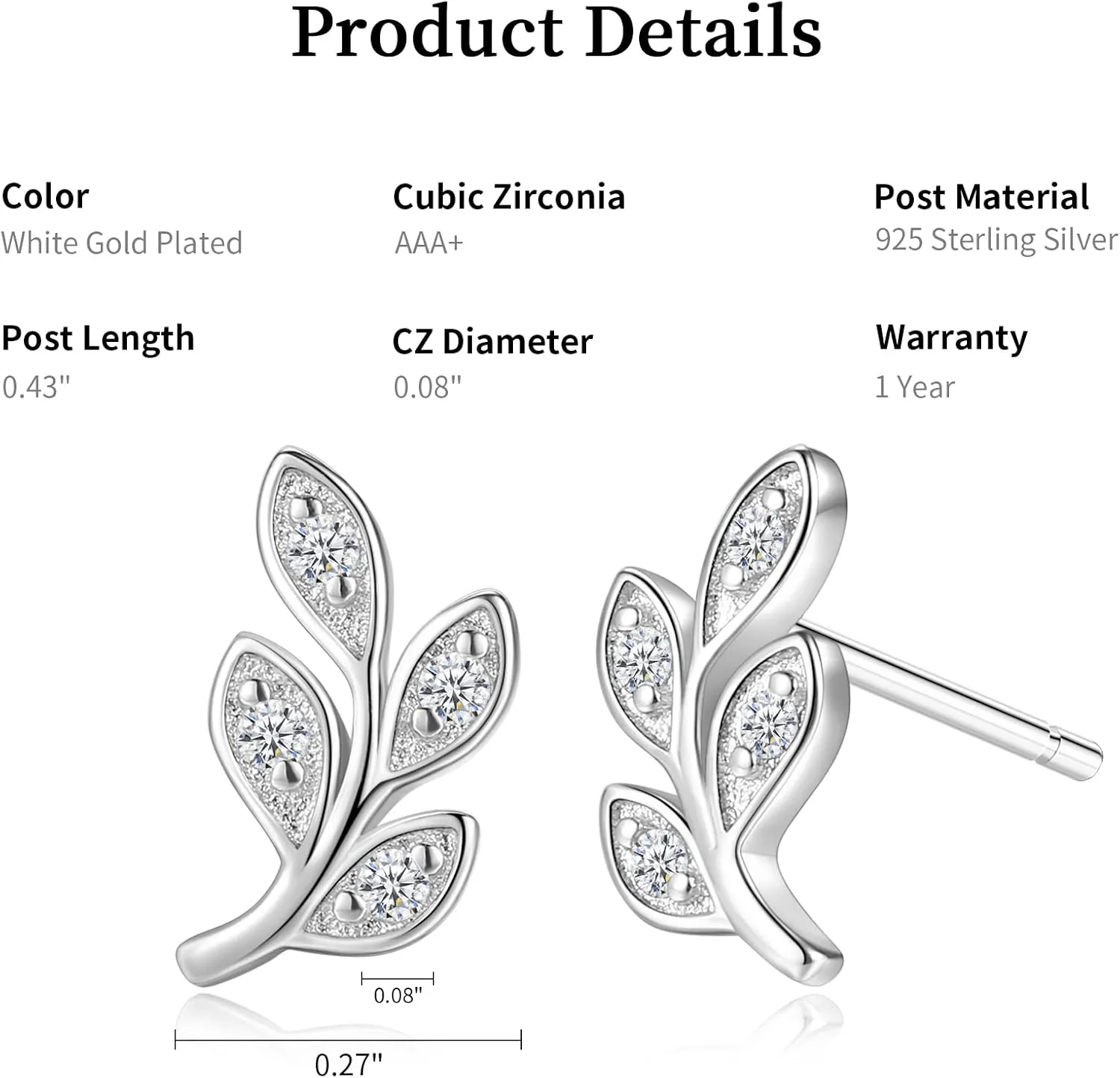 14K Gold Plated 925 Sterling Silver Post Cubic Zirconia Rose Flower Stud Earrings for Women | Hypoallergenic & Nickel Free Earrings for Women