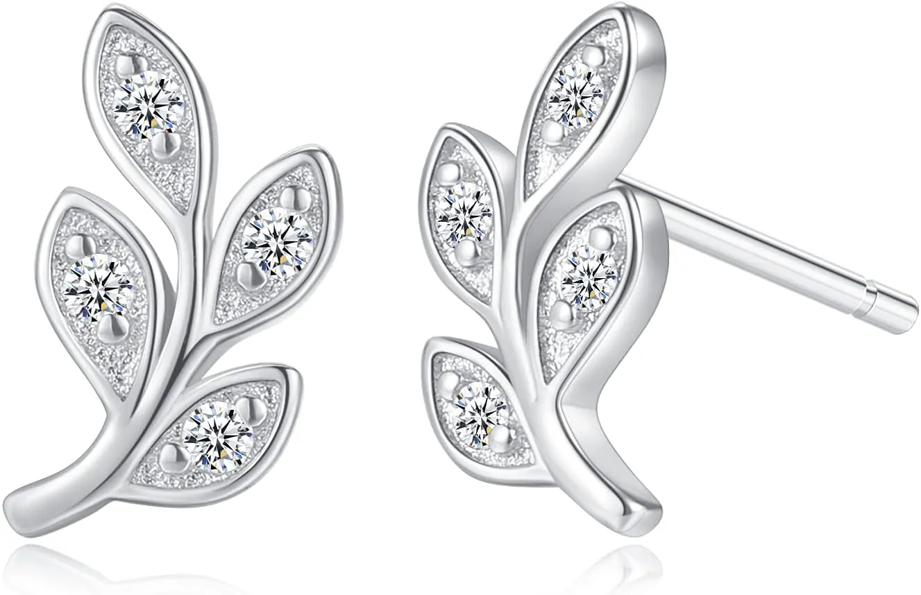 14K Gold Plated 925 Sterling Silver Post Cubic Zirconia Rose Flower Stud Earrings for Women | Hypoallergenic & Nickel Free Earrings for Women