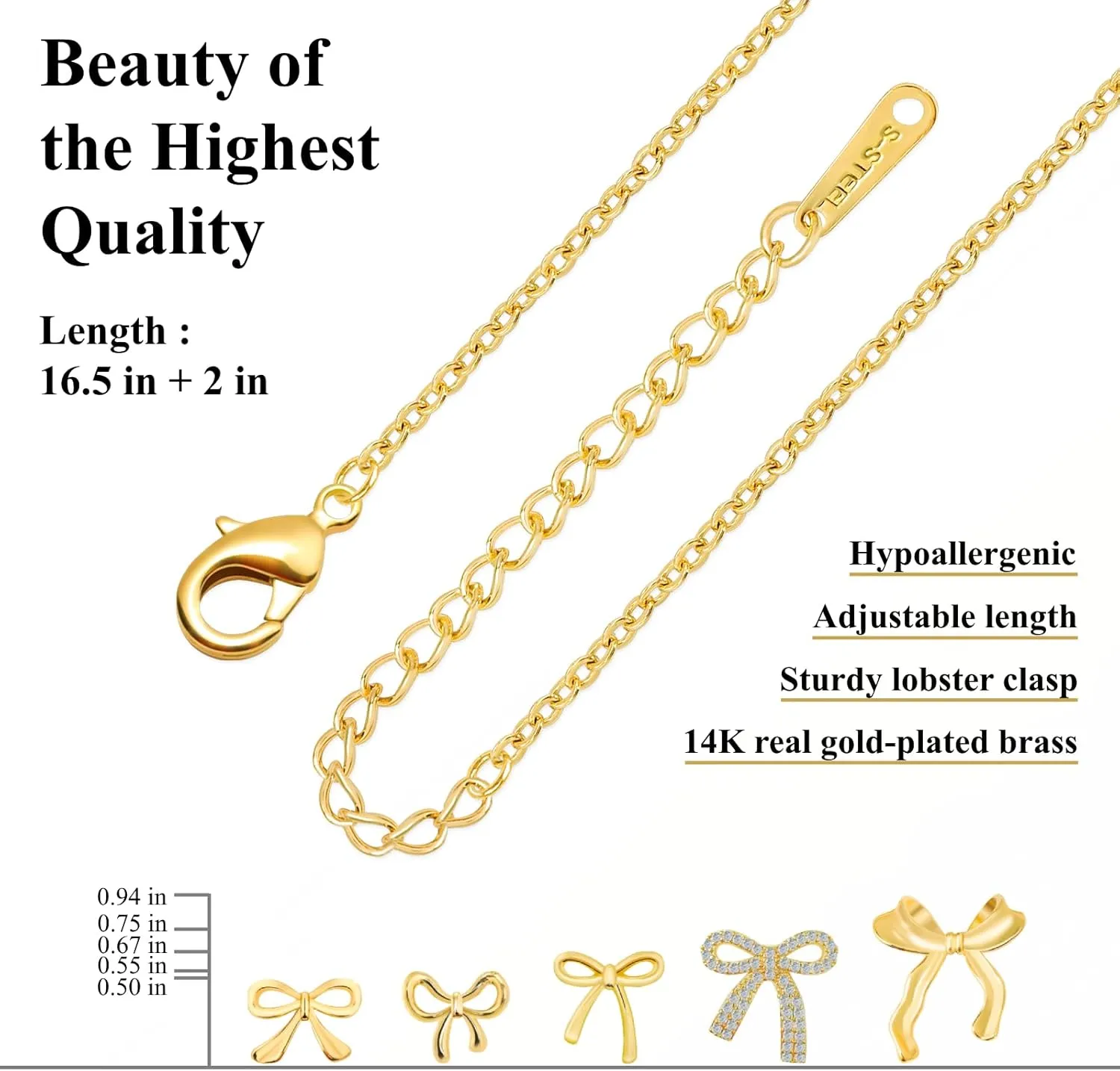 14K Gold Plated Bow Necklace for Women, Dainty Bow Pendant Choker Necklace, Fashion Bow Jewelry Gift