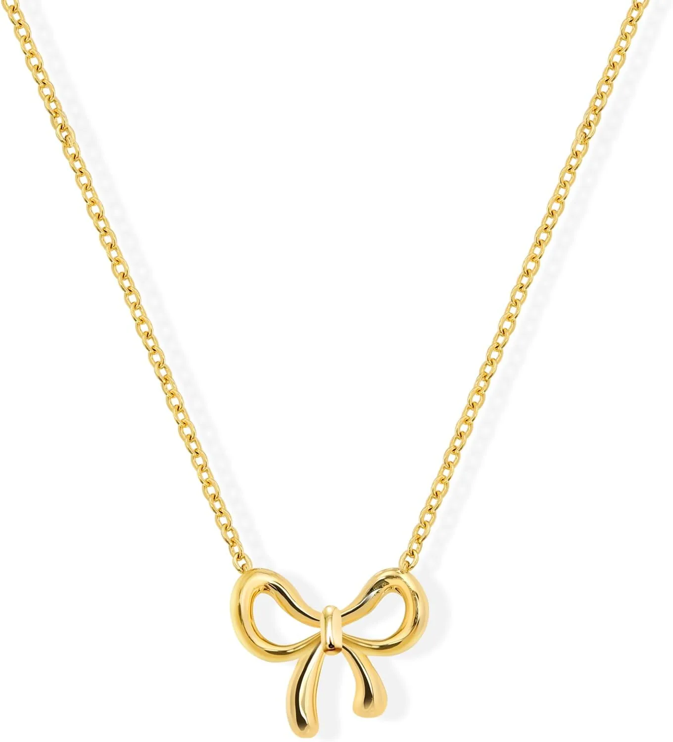 14K Gold Plated Bow Necklace for Women, Dainty Bow Pendant Choker Necklace, Fashion Bow Jewelry Gift