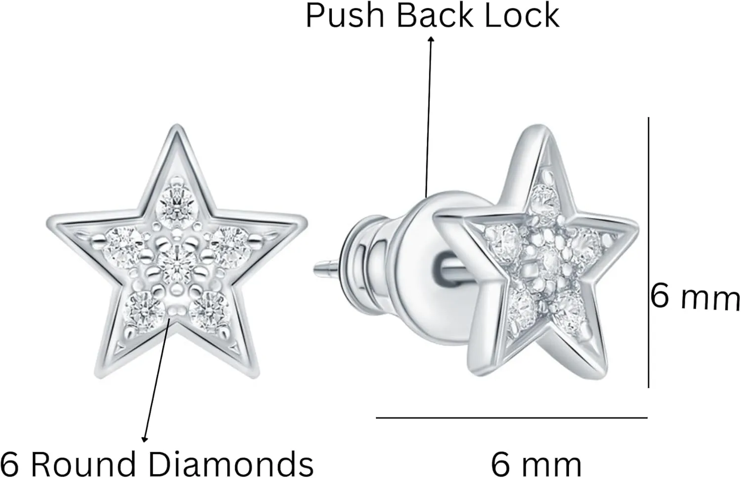14k Solid Gold Diamond(0.10ct) Star Earring | Pave Diamond Star Studs | Celestial Earring | Mini Star Jewelry | Gift For Mom