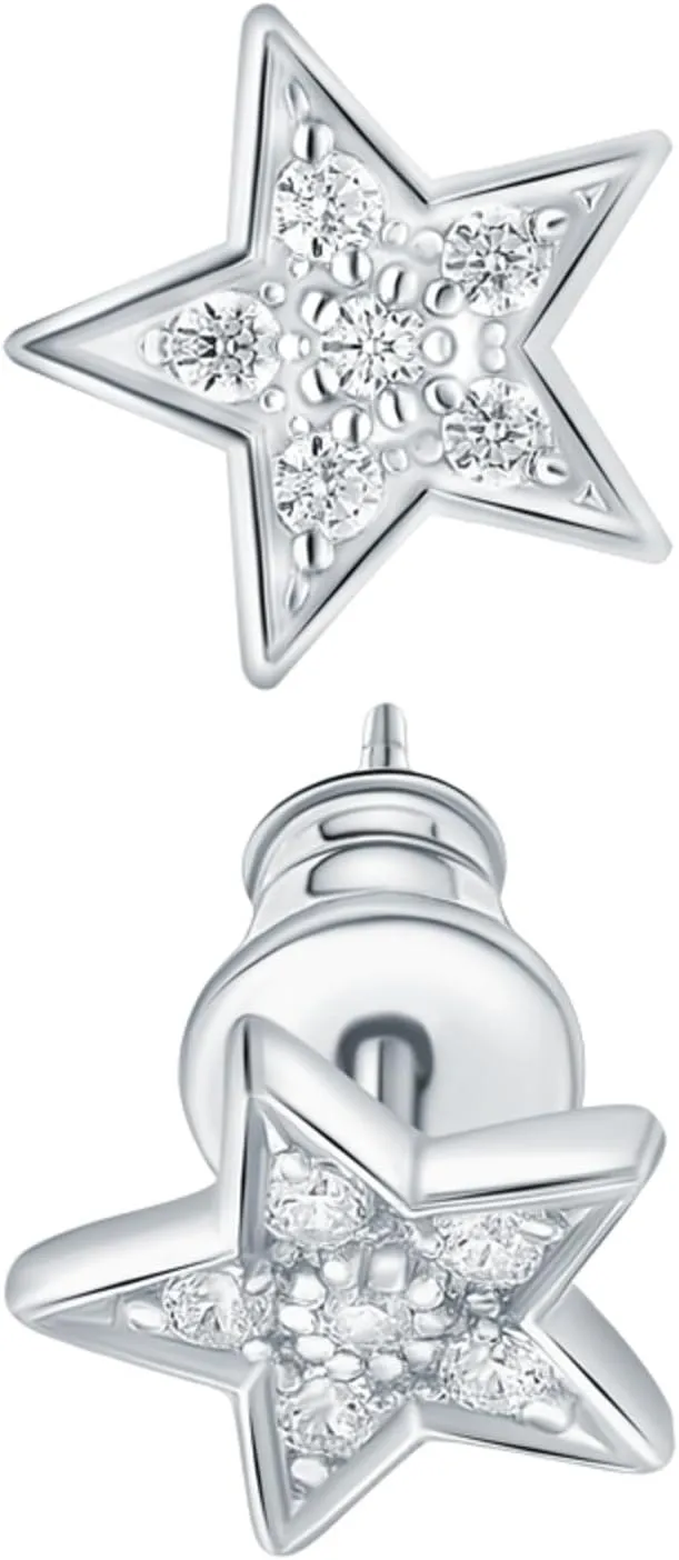14k Solid Gold Diamond(0.10ct) Star Earring | Pave Diamond Star Studs | Celestial Earring | Mini Star Jewelry | Gift For Mom