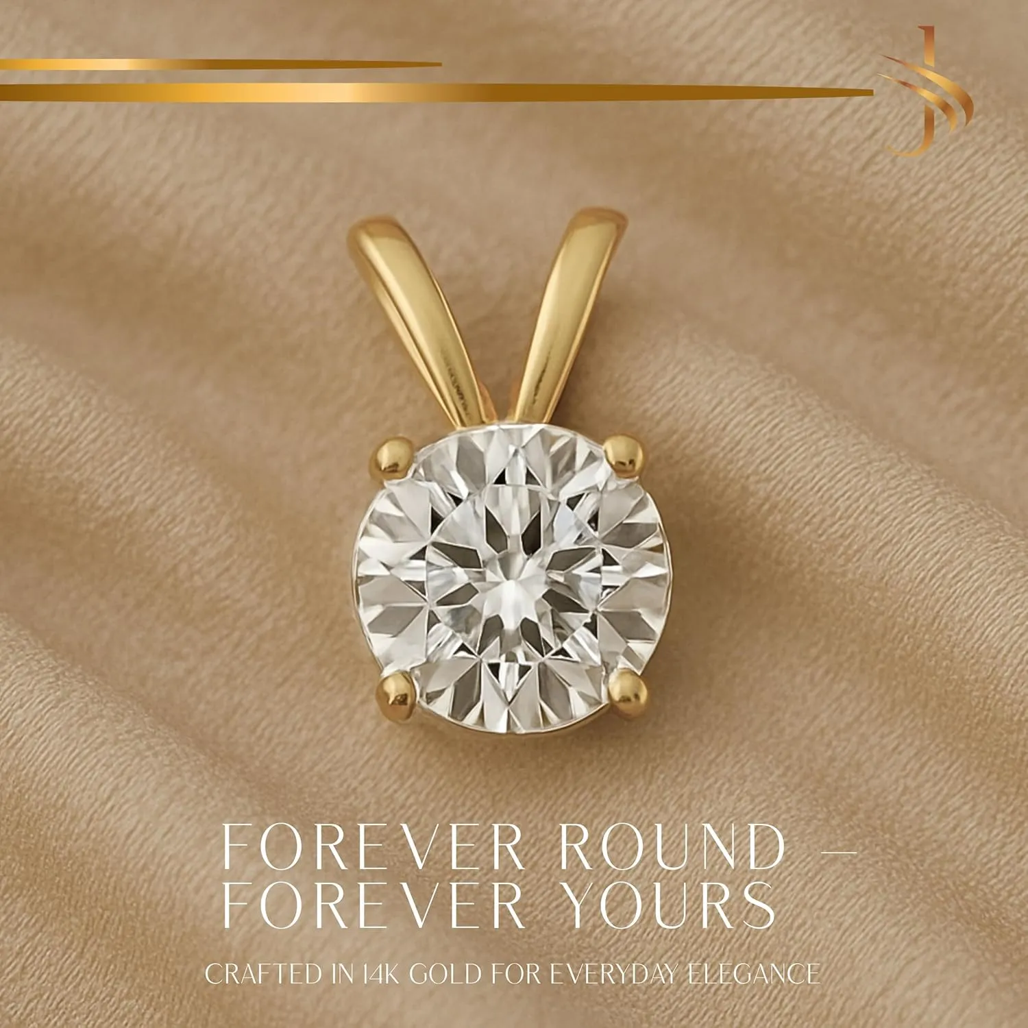 14K Solid White or Yellow Gold Lab Grown Moissanite Solitaire Pendant Necklace | Double Loop Bail | Round, Cushion, Oval Cut | Pendant Only | Fine Jewelry Luxury Gift