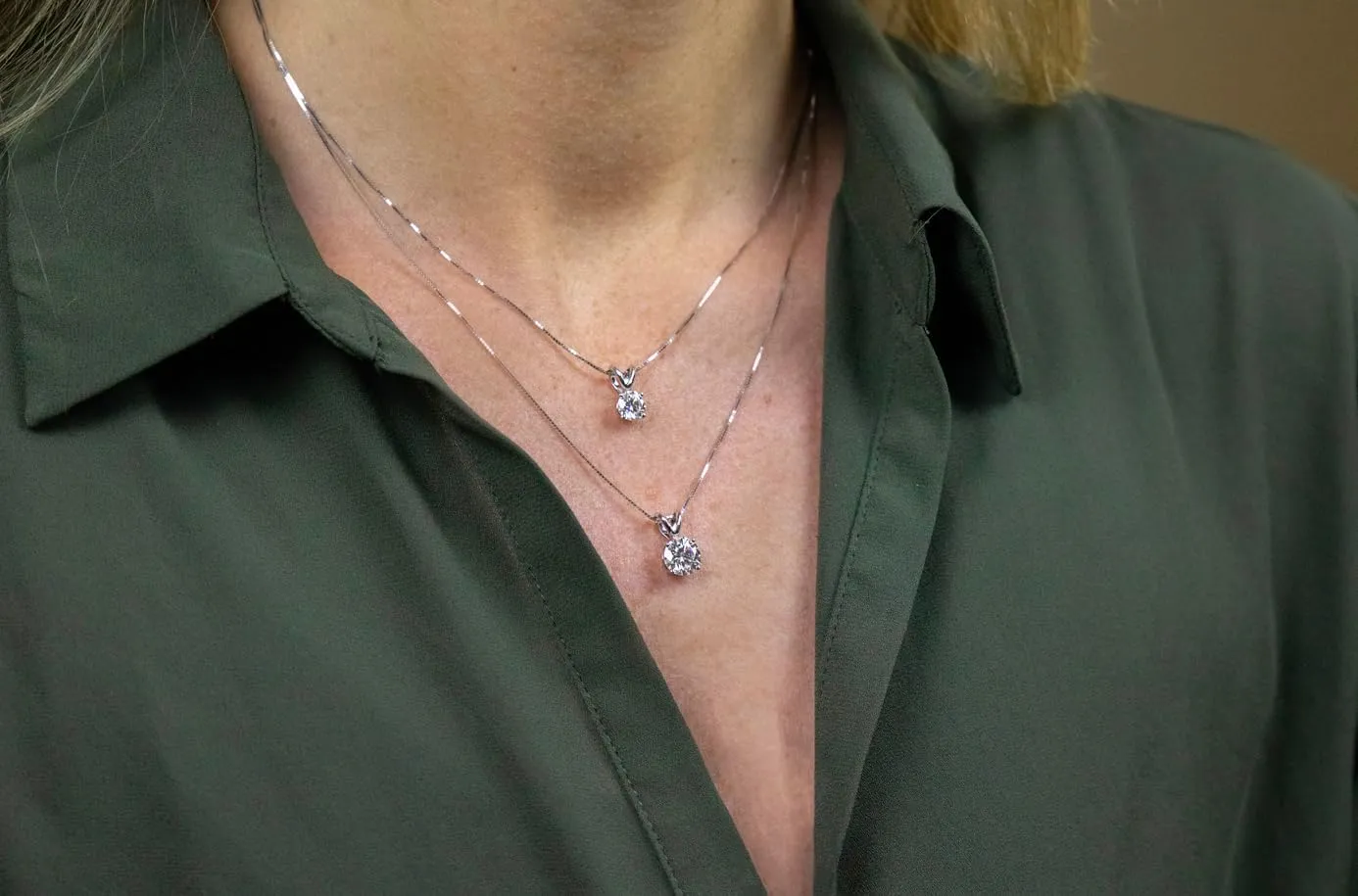 14K Solid White or Yellow Gold Lab Grown Moissanite Solitaire Pendant Necklace | Double Loop Bail | Round, Cushion, Oval Cut | Pendant Only | Fine Jewelry Luxury Gift