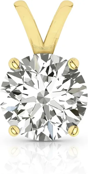 14K Solid White or Yellow Gold Lab Grown Moissanite Solitaire Pendant Necklace | Double Loop Bail | Round, Cushion, Oval Cut | Pendant Only | Fine Jewelry Luxury Gift