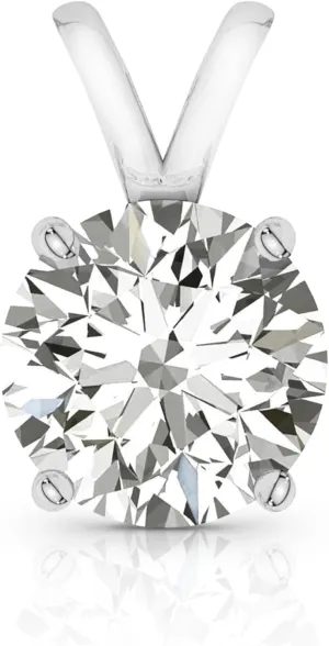14K Solid White or Yellow Gold Lab Grown Moissanite Solitaire Pendant Necklace | Double Loop Bail | Round, Cushion, Oval Cut | Pendant Only | Fine Jewelry Luxury Gift