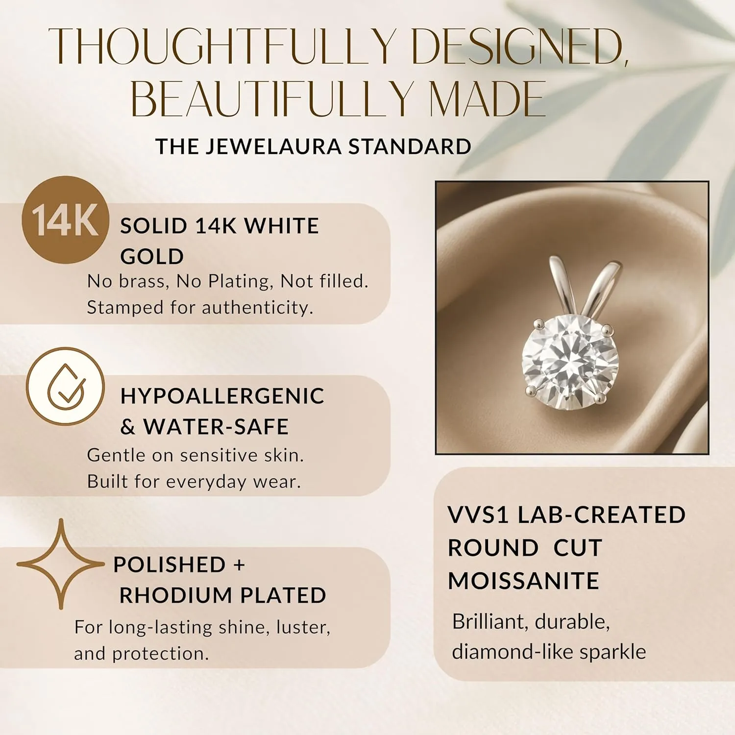 14K Solid White or Yellow Gold Lab Grown Moissanite Solitaire Pendant Necklace | Double Loop Bail | Round, Cushion, Oval Cut | Pendant Only | Fine Jewelry Luxury Gift