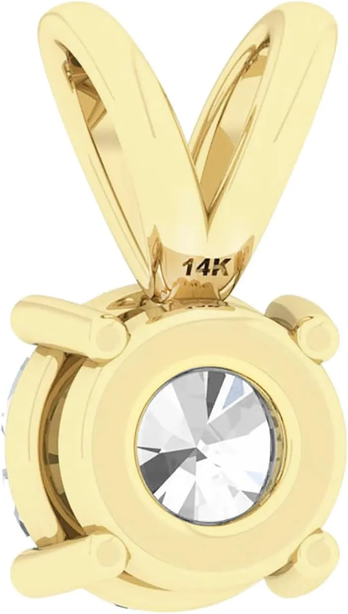 14K Solid White or Yellow Gold Lab Grown Moissanite Solitaire Pendant Necklace | Double Loop Bail | Round, Cushion, Oval Cut | Pendant Only | Fine Jewelry Luxury Gift