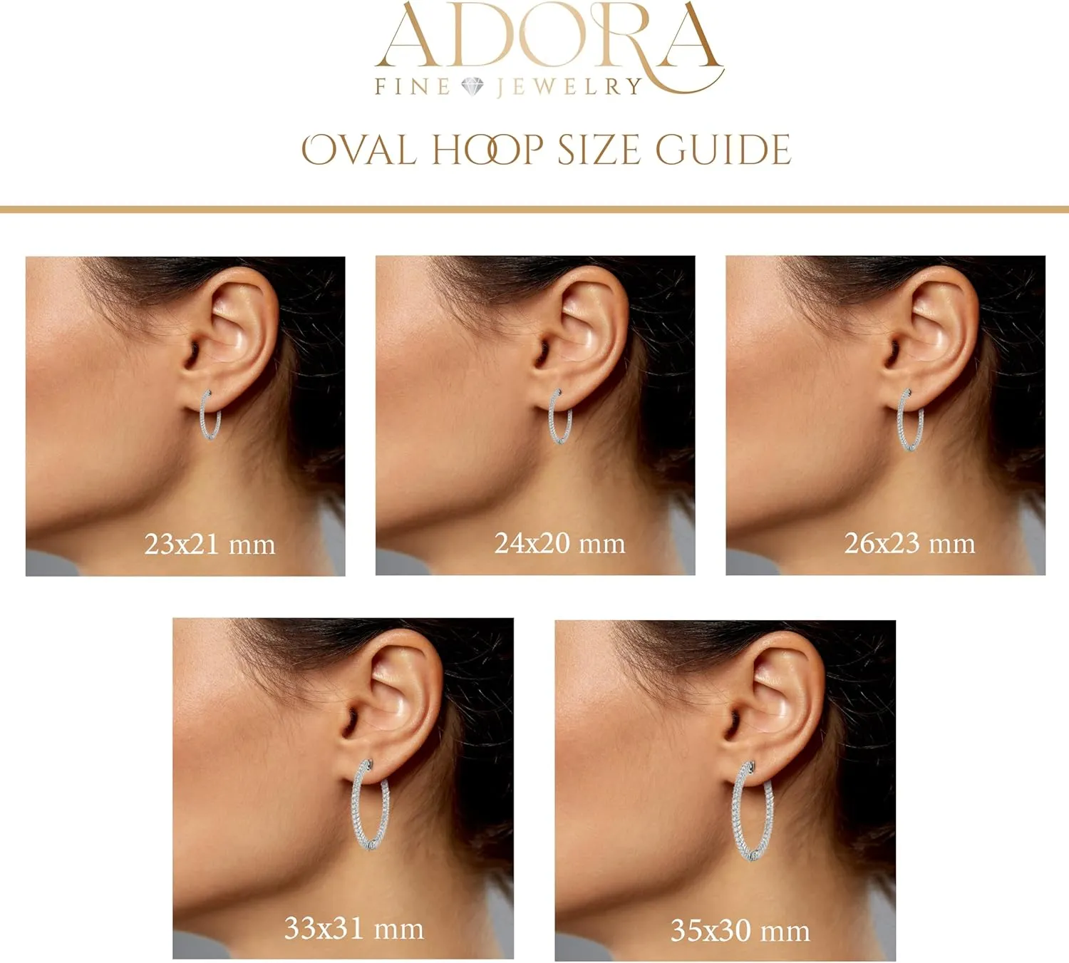 14K Yellow Gold Plated or 925 Rhodium Plated Inside-Outside Oval Hinged Hoop Earrings | Small, Medium, Large | 24mm to 35mm | 5A Cubic Zirconia (cz) | Latch Safety Clasp | By Adora Fine Jewelry