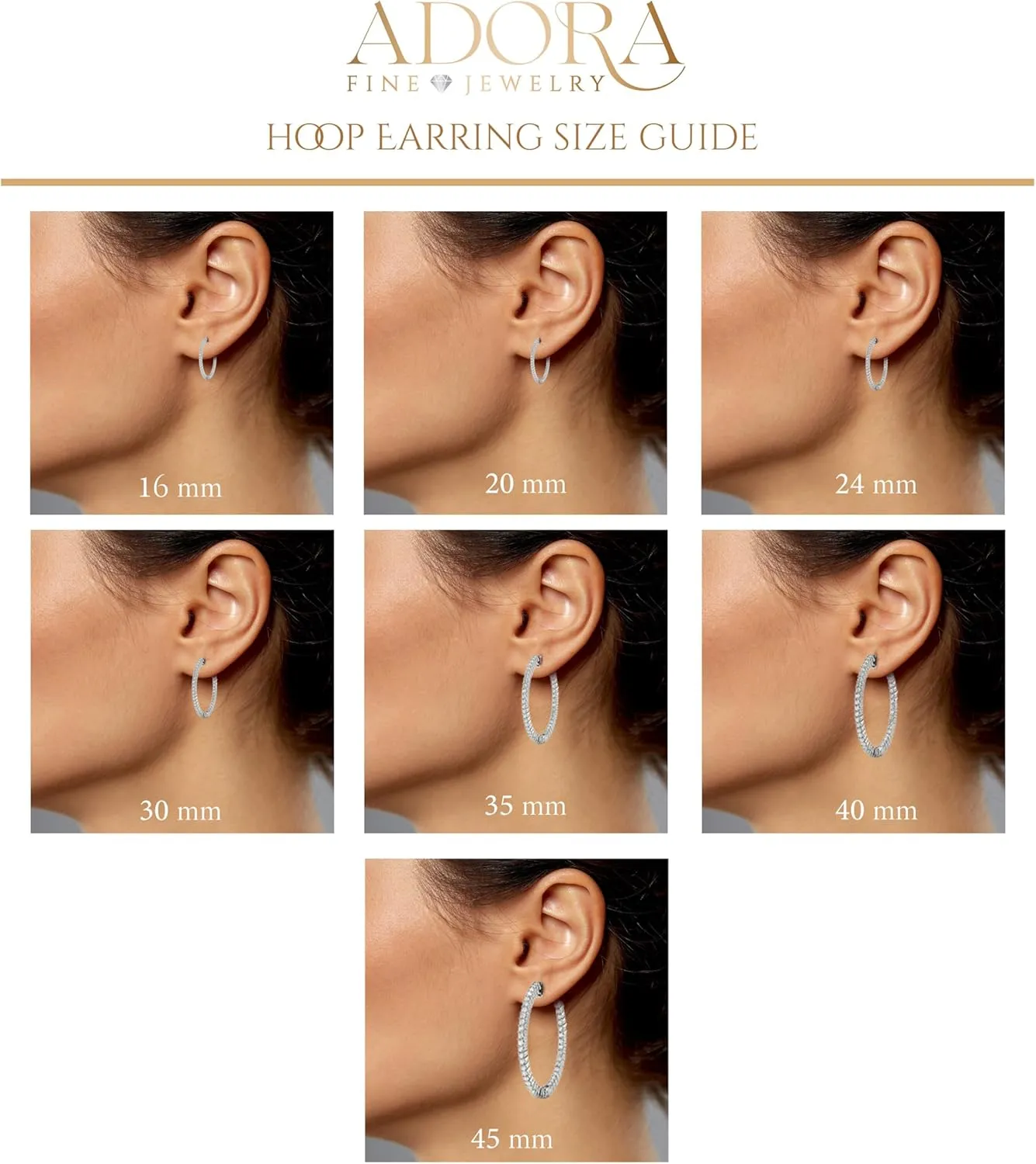 14K Yellow Gold Plated or 925 Rhodium Plated Inside-Outside Round Hoop Earrings | Medium, Large | 31 mm or 45mm | 2.0mm 5A Cubic Zirconia (cz) | Latch Safety Clasp |By Adora Fine Jewelry
