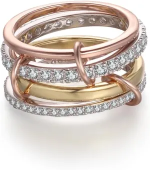 18K Gold Plated Stackable Rings for Women  4-Piece Non Tarnish Rings with CZ Cubic Zirconia Sterling Silver & Rose Gold  Elegant and Versatile Jewelry Gift