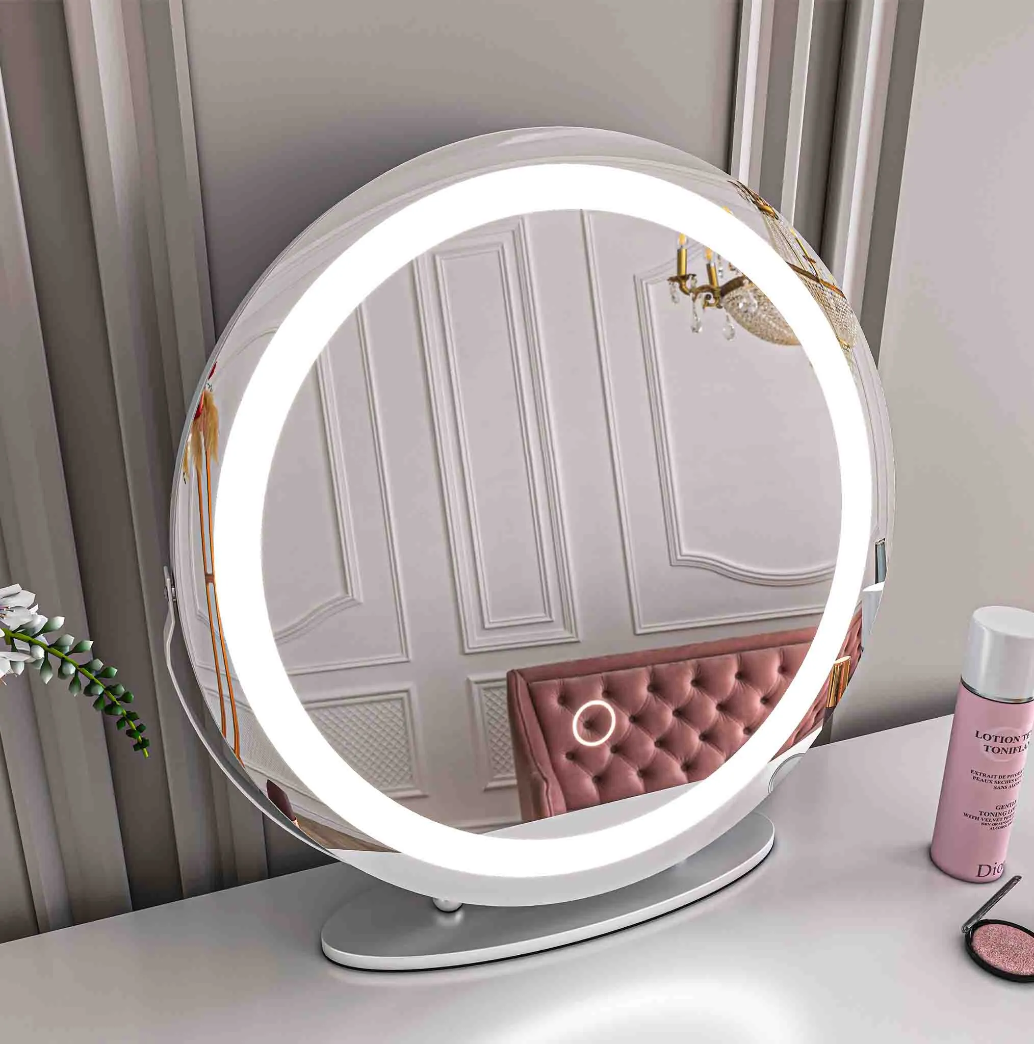 19'' Round Makeup Vanity Mirror with Lights for Bathroom Table