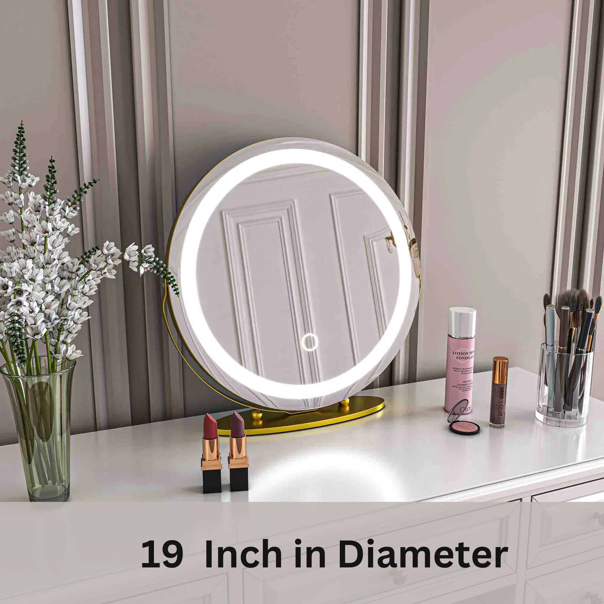 19'' Round Makeup Vanity Mirror with Lights for Bathroom Table