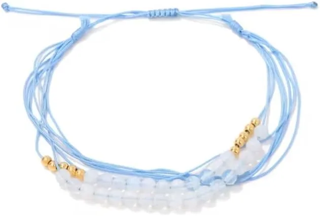 1PCS Rope 4mm Chalcedony Beads Braided Bracelets For Women Men Adjustable Natural Stone Woven Bracelets