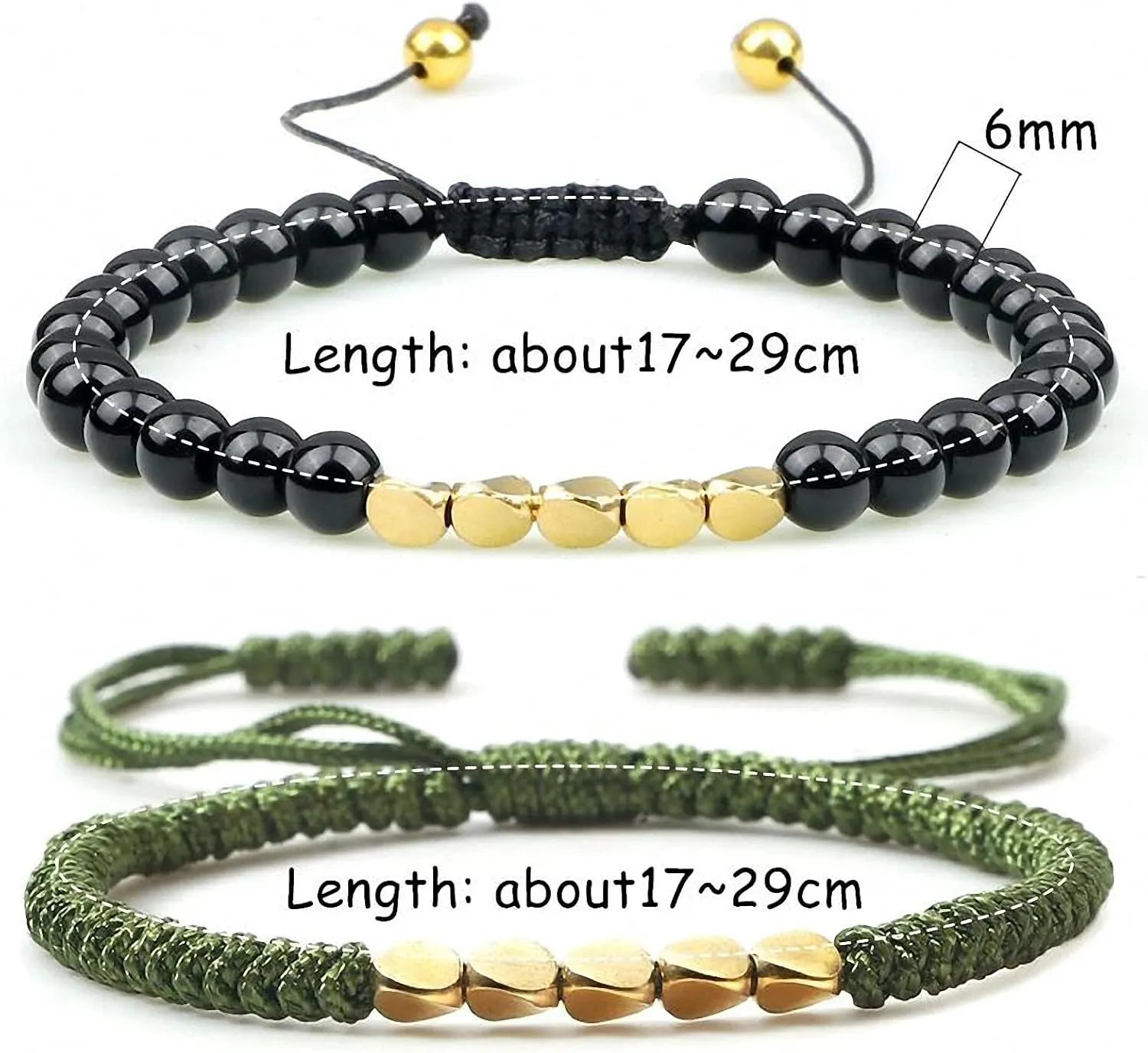 2 pcs/set Red Black Rope Braided Bracelet for Lover Handmade 6 mm Natural Lava Stone Beads Bracelets Friendship Adjustable Jewelry