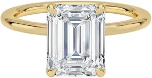 2.00 CT Moissanite Emerald Cut Ring  Yellow, White, Rose (Gold), Silver, Platinum Jewellery  Sterling Silver & Vintage-Inspired Ring for Women (10K, 14K, 18K)