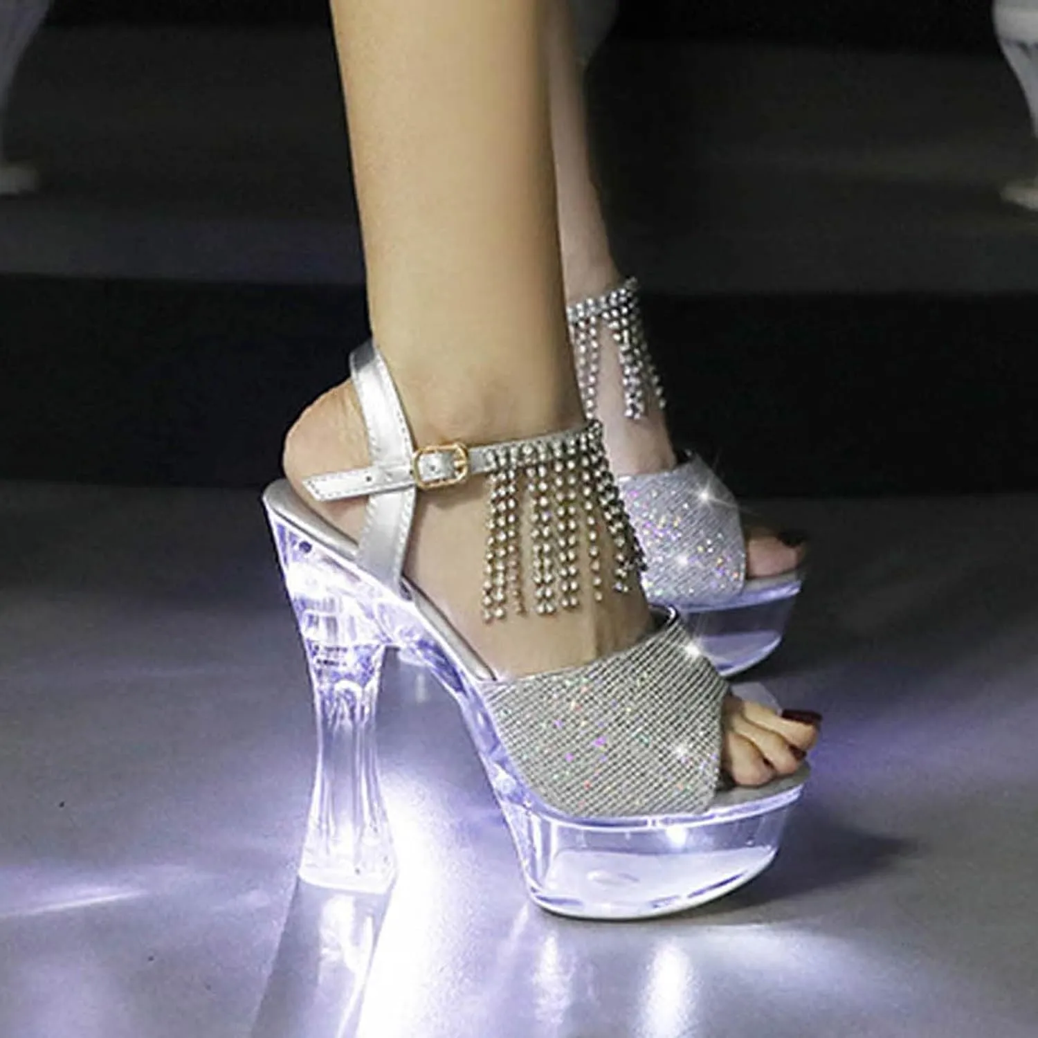 2025 Women Chunky Heels Sandals Fashion Sexy Ladies Dress Height Increase Shoe with Ankle Strap Comfortable Non-Slip Walking Footwear Summer Dance Party Slides Breathable High Heel Shoes