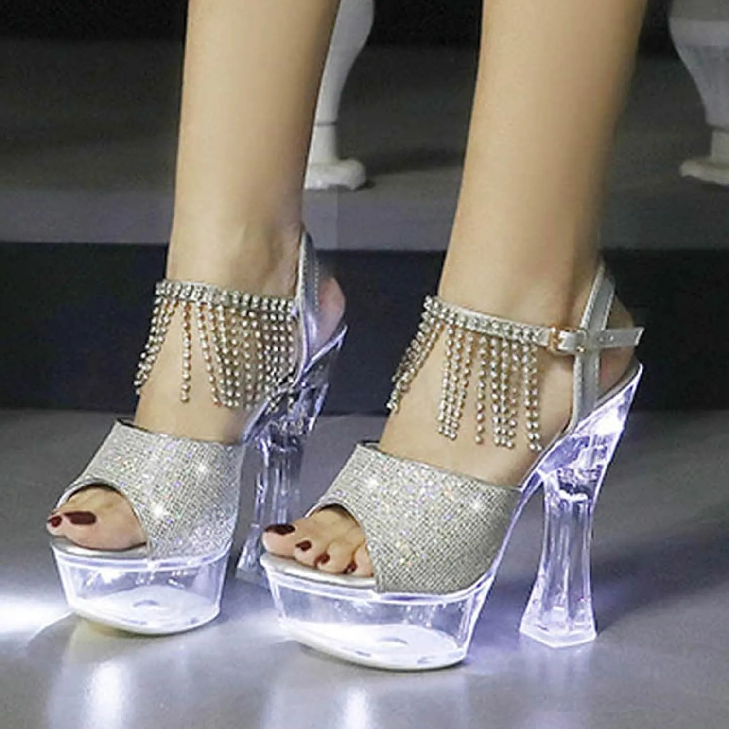 2025 Women Chunky Heels Sandals Fashion Sexy Ladies Dress Height Increase Shoe with Ankle Strap Comfortable Non-Slip Walking Footwear Summer Dance Party Slides Breathable High Heel Shoes