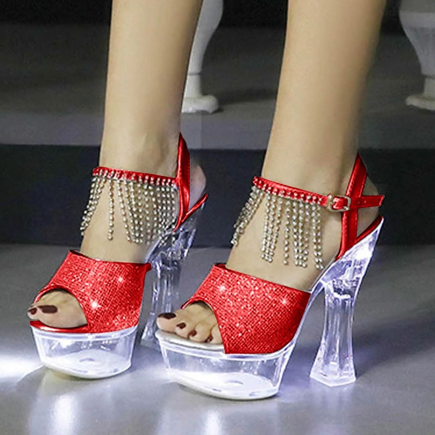2025 Women Chunky Heels Sandals Fashion Sexy Ladies Dress Height Increase Shoe with Ankle Strap Comfortable Non-Slip Walking Footwear Summer Dance Party Slides Breathable High Heel Shoes