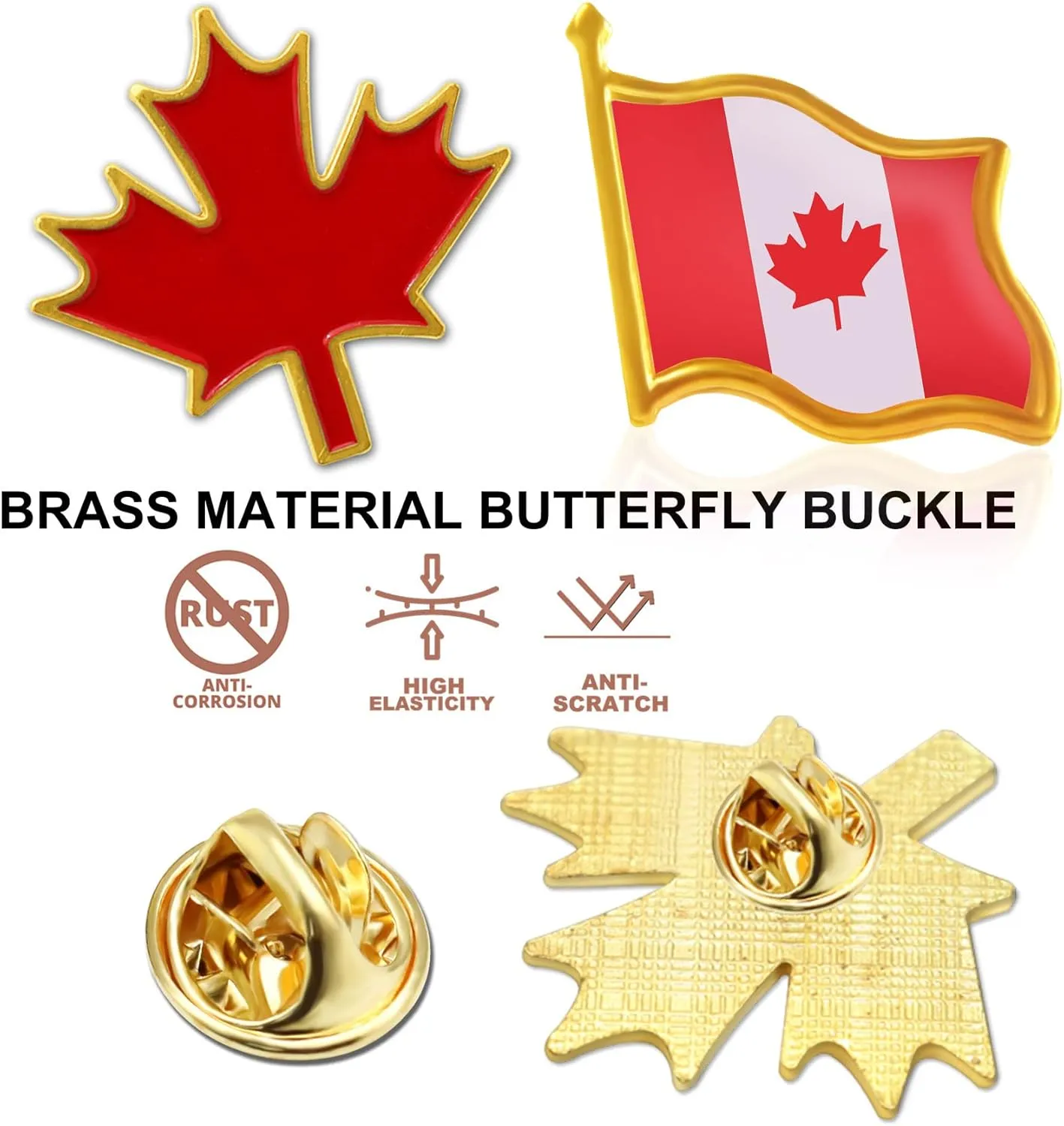 20/50/100Pcs Canada Flag Pins Bulk Enamel Souvenir- Metal Candian Maple LeafLapel Pin Brooch Badge for Men Women Clothes Bags Hats