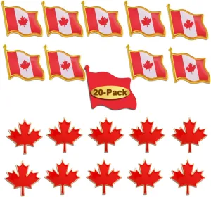 20/50/100Pcs Canada Flag Pins Bulk Enamel Souvenir- Metal Candian Maple LeafLapel Pin Brooch Badge for Men Women Clothes Bags Hats