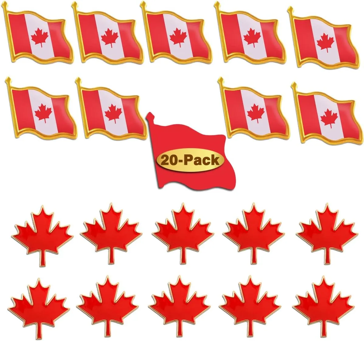 20/50/100Pcs Canada Flag Pins Bulk Enamel Souvenir- Metal Candian Maple LeafLapel Pin Brooch Badge for Men Women Clothes Bags Hats