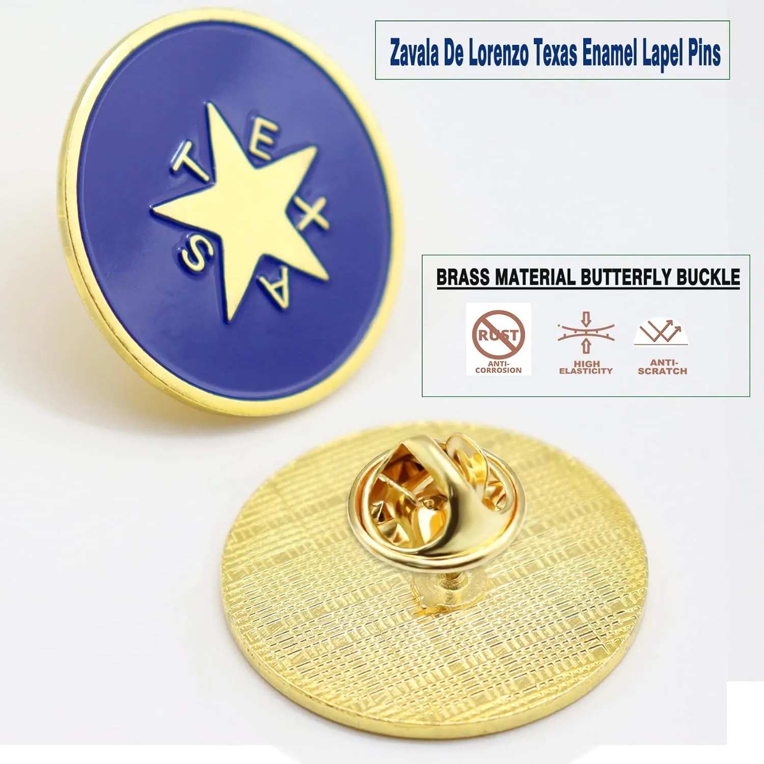 2/12/50/100Pcs Lone star Texas Enamel Lapel Pins Bulk-Supports Texas flag Badge for Men Women Clothes Bags Hats